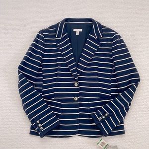 CHARTER CLUB NAVY BLUE STRIPED BLAZER- FULLY LINED- SIZE LARGE